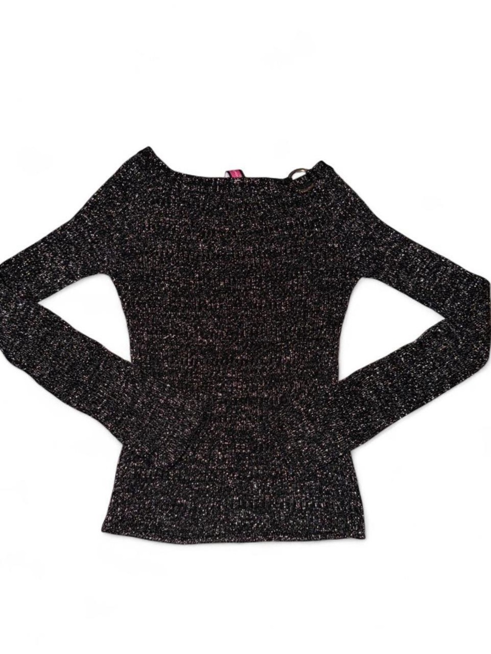 Say What? Black Metallic Off-Shoulder Sweater